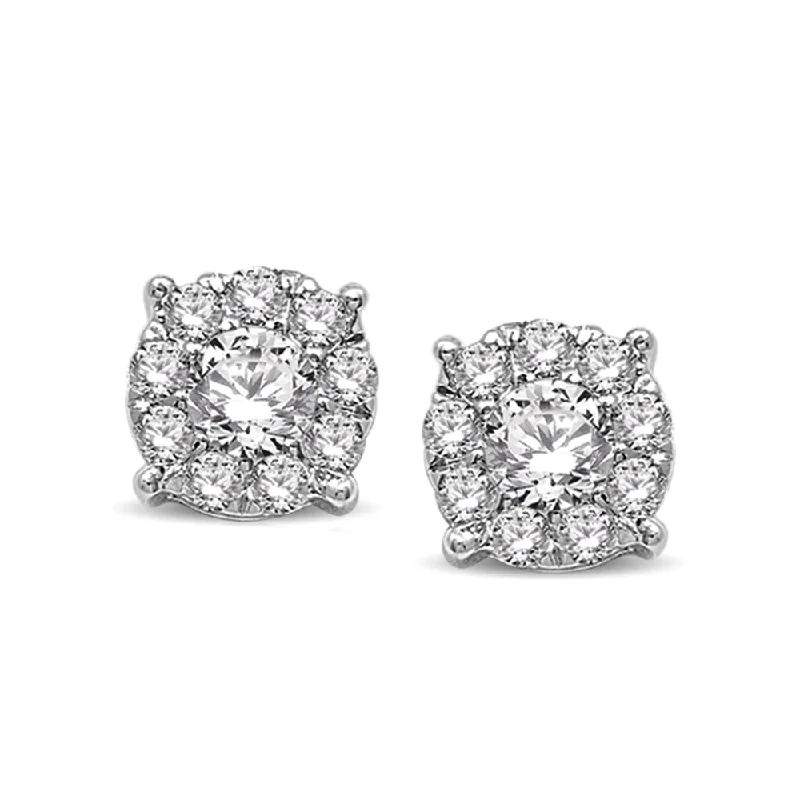 women's earrings with precious stones -14K White Gold 1 Ct.Tw. Diamond Fashion Earrings