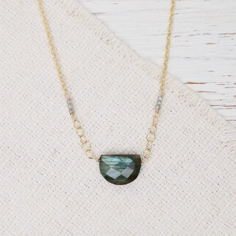 women's necklaces with heart-shaped pendant -Labradorite Half Moon Necklace