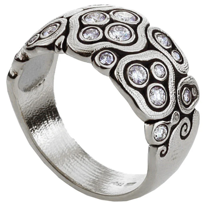 women's rings with bezel setting -Alex Sepkus Swirling Water Dome Ring - R-86PD