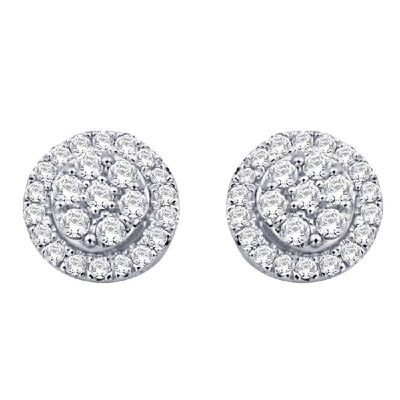 women's earrings with dangly chains -10K White Gold 1/4 Ct.Tw.Diamond Flower Stud Earrings