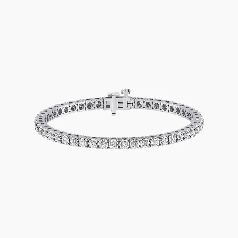 women's bracelets with open design -925 Silver Circle Link Tennis Bracelet