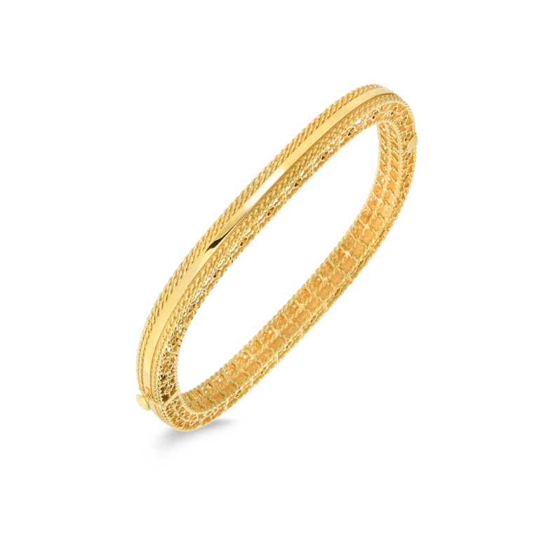 women's bracelets with sleek band -Princess Bangle Bracelet in 18K Yellow Gold