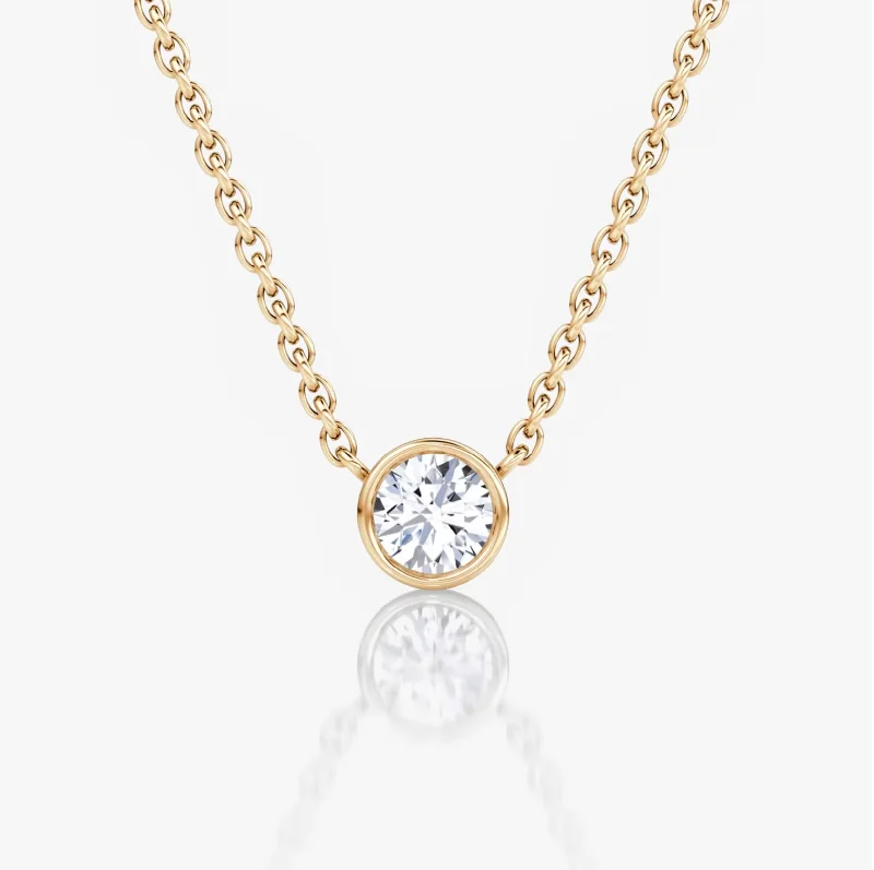 women's necklaces with thin gold chain -Jennifer Belle ICONIC Floating Bezel Solitaire Diamond Necklace