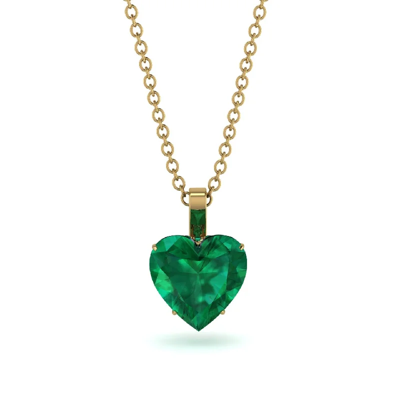 women's necklaces with beaded design -Heart Emerald Necklace - Noelle No. 19