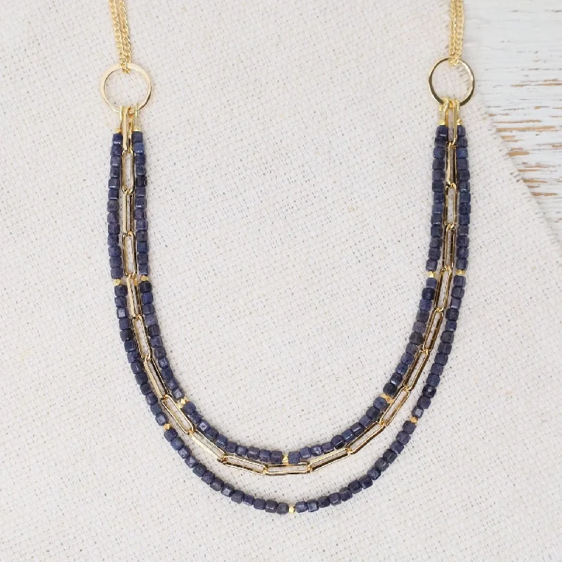 women's necklaces with intricate details -Blue Sapphire Solara Necklace