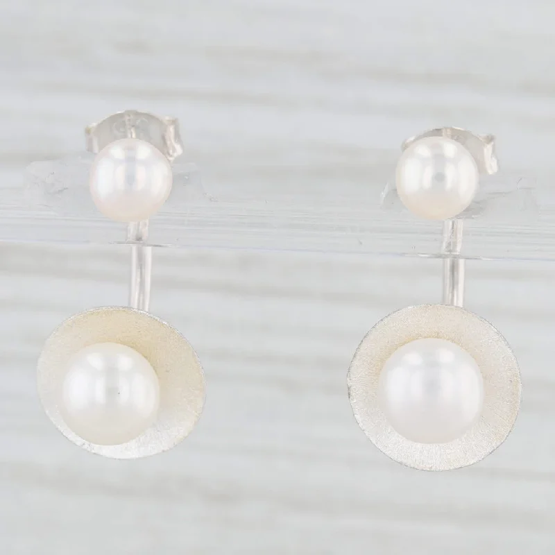 women's earrings with simple stud -Cultured Pearl Drop Earrings Sterling Silver Convertible to Studs