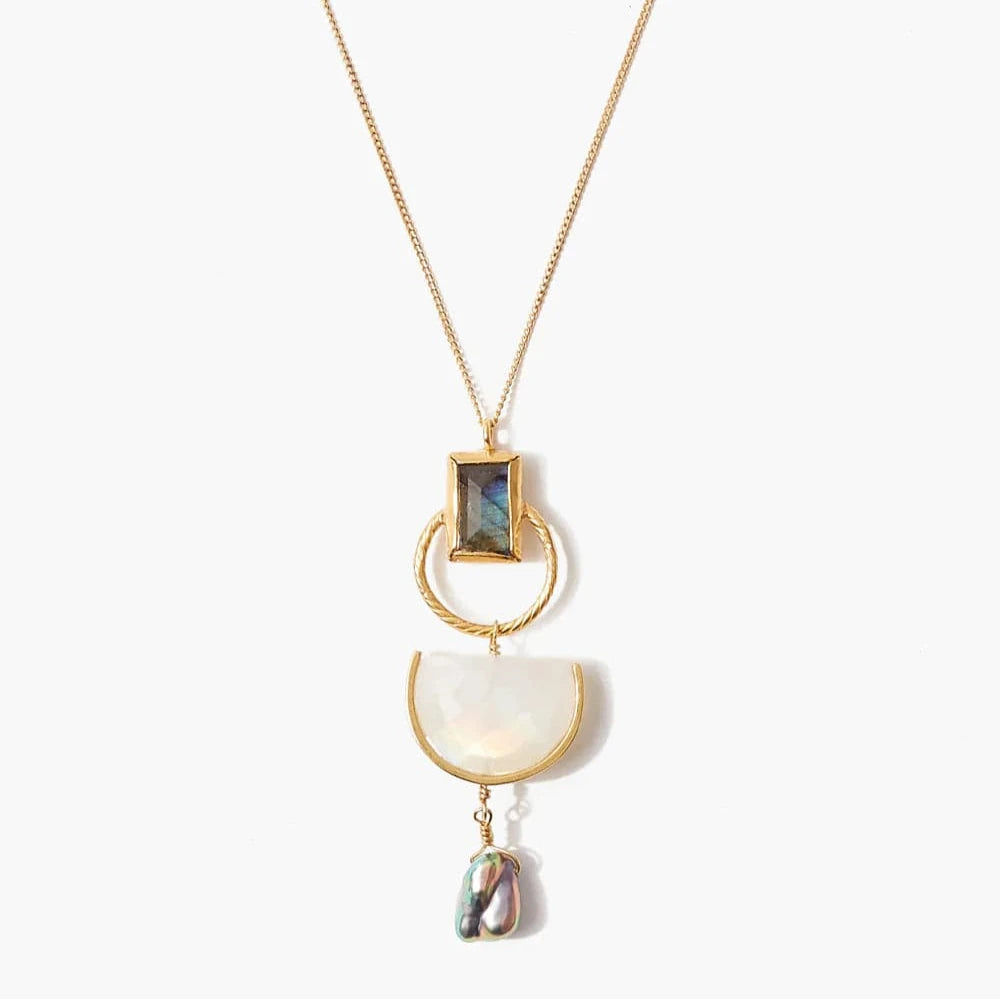 women's necklaces with celestial design -Elsie Necklace in Labradorite Mix