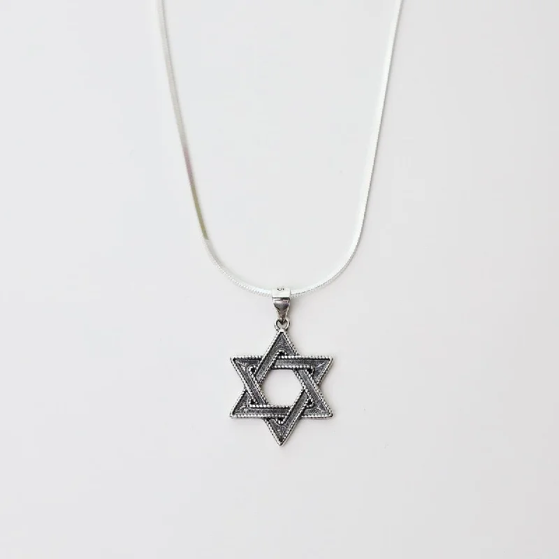 women's necklaces with vintage charm -Oxidized Star of David Necklace