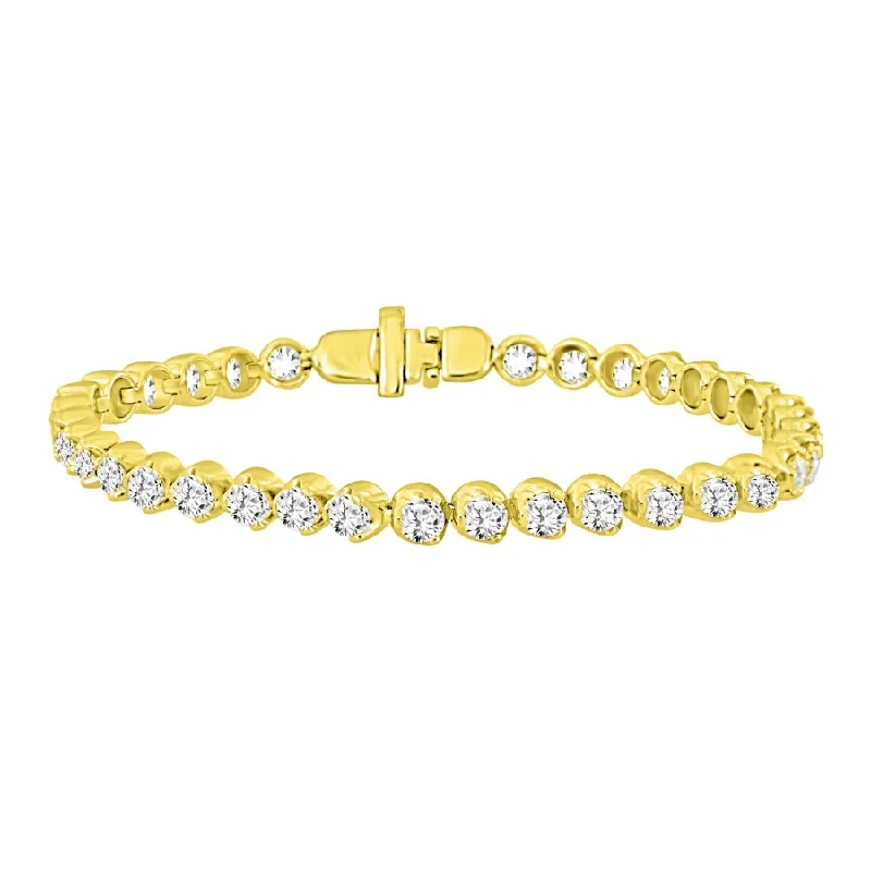 women's bracelets with round links -LADIES BRACELET 6.15CT ROUND DIAMOND 10K YELLOW GOLD