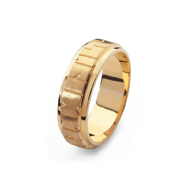 women's rings with modern look -Orkney Raised Wide Band Viking Runic Ring