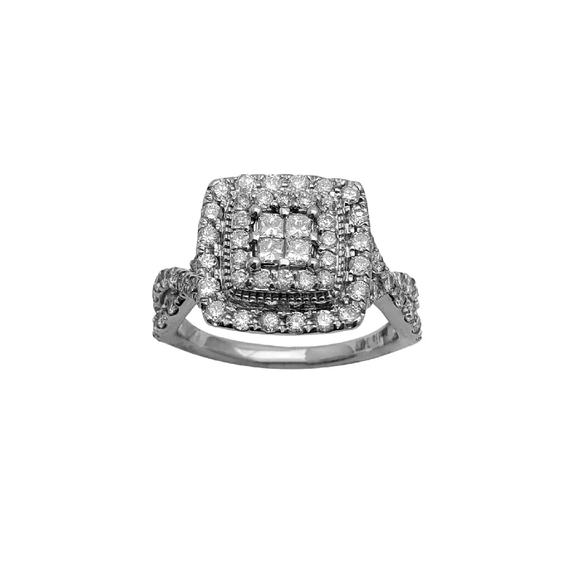 women's engagement rings with square-cut diamonds -Diamond Cluster Cushion Lady Ring (14K)