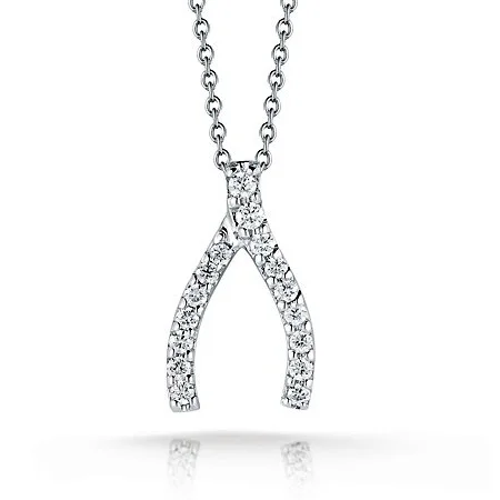 women's necklaces with sleek chain -Roberto Coin Tiny Treasures Wishbone Necklace with Diamonds