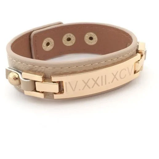 women's bracelets with stackable bands -Bar Bracelet in Leather Personalized