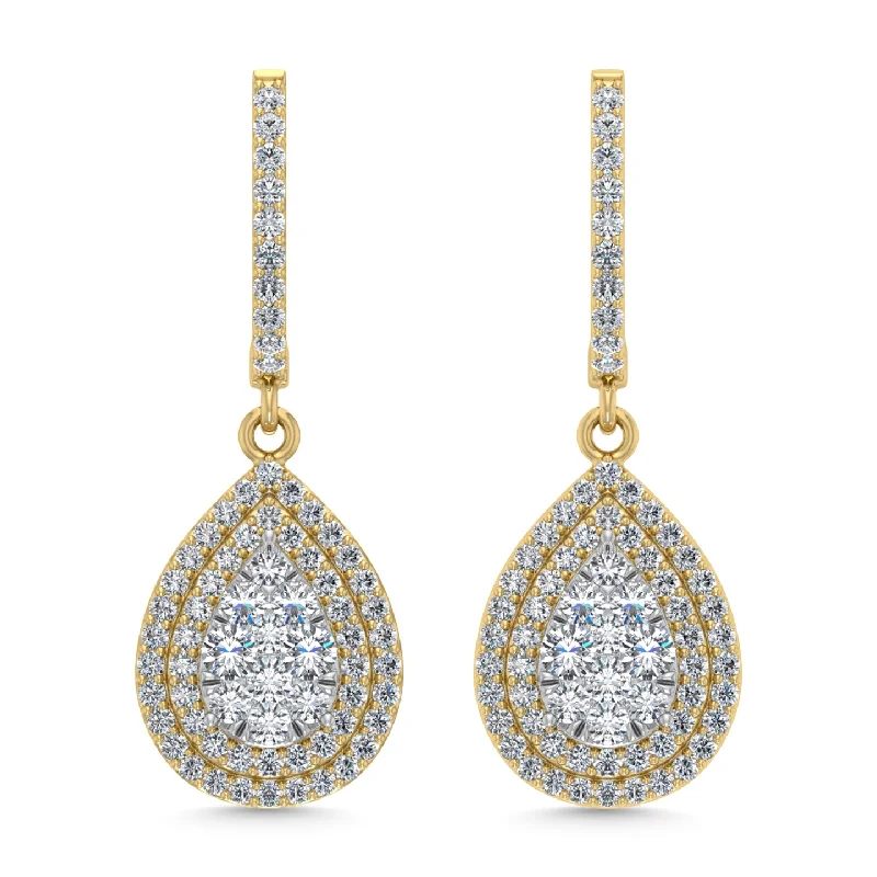 women's earrings with statement design -Diamond 1 Ct.Tw. Dangler Earrings in 14K Yellow Gold