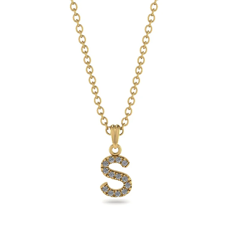 women's necklaces with chunky chain -Initial Diamond Necklace - Chaya No. 1