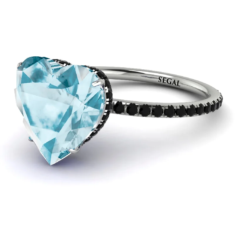 women's engagement rings with gemstone accents -Heart Shape Aquamarine Ring - Noelle No. 409