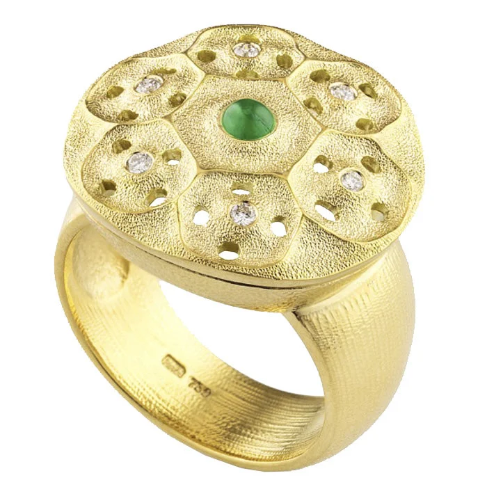 women's rings with diamond -Alex Sepkus Cabachon Stone Rose Window Ring - R-231CAB