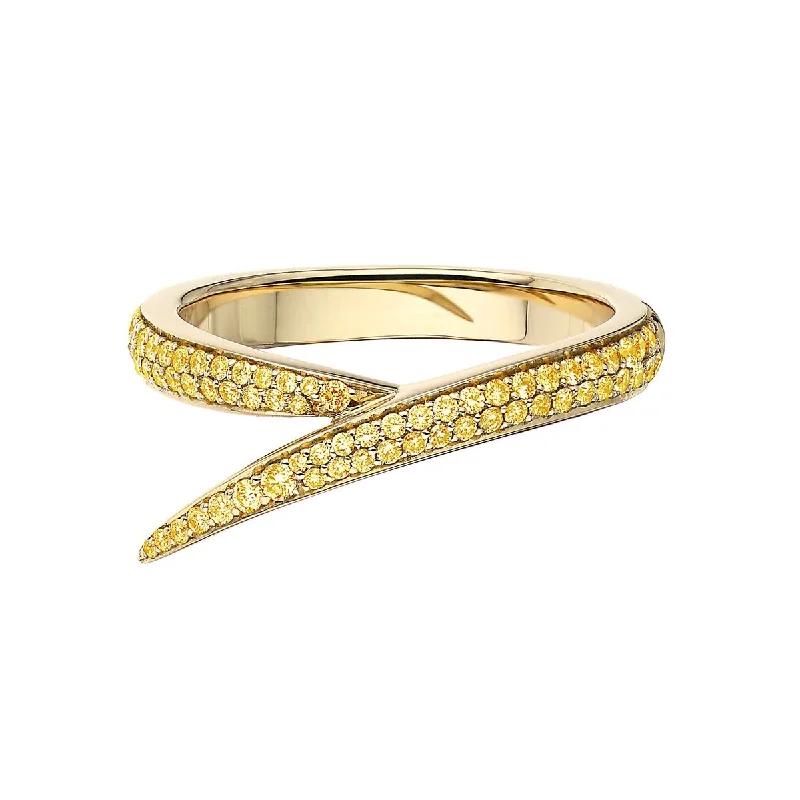 women's rings with modern look -Interlocking Single Ring - 18ct Yellow Gold & Yellow Sapphire