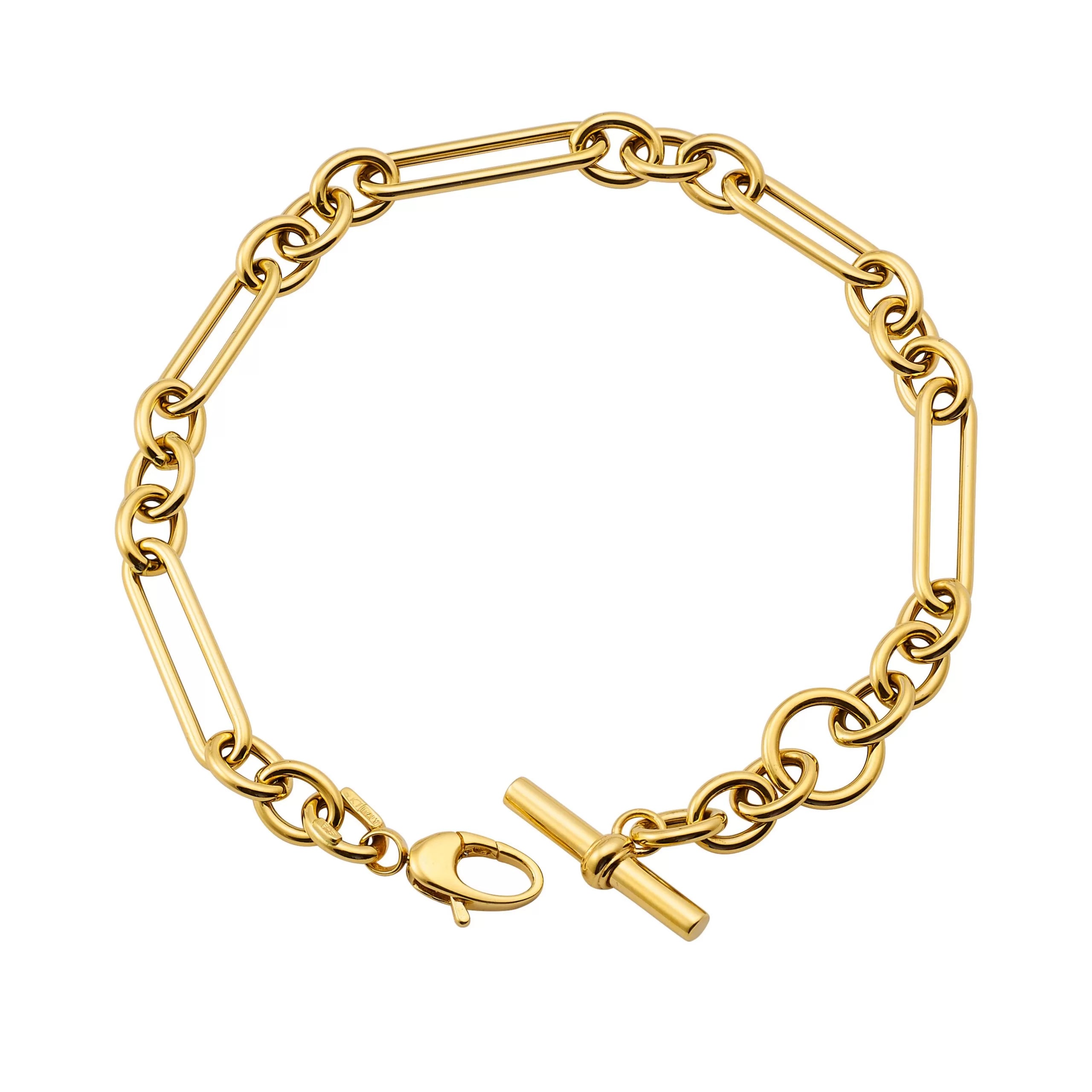 women's bracelets with thick band -Oversized Mixed Link Bracelet with T-Bar