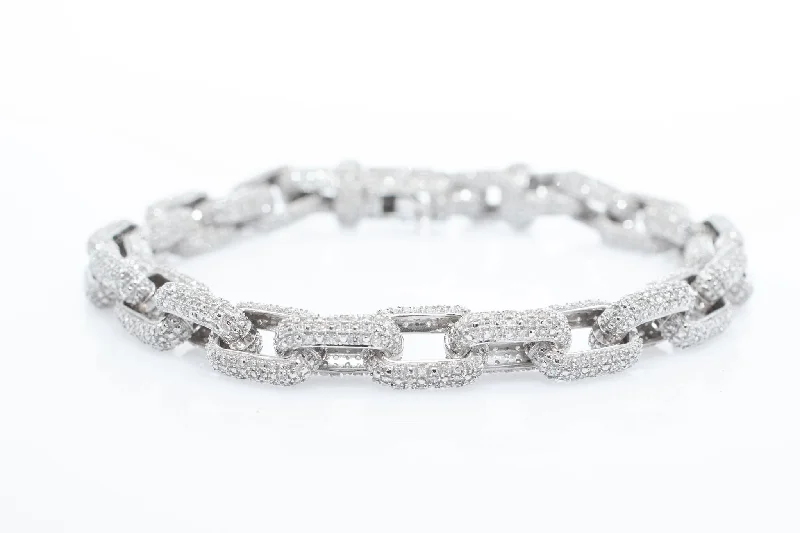 women's bracelets with bangle style -Pave Diamond Link Bracelet. 2.5 ctw