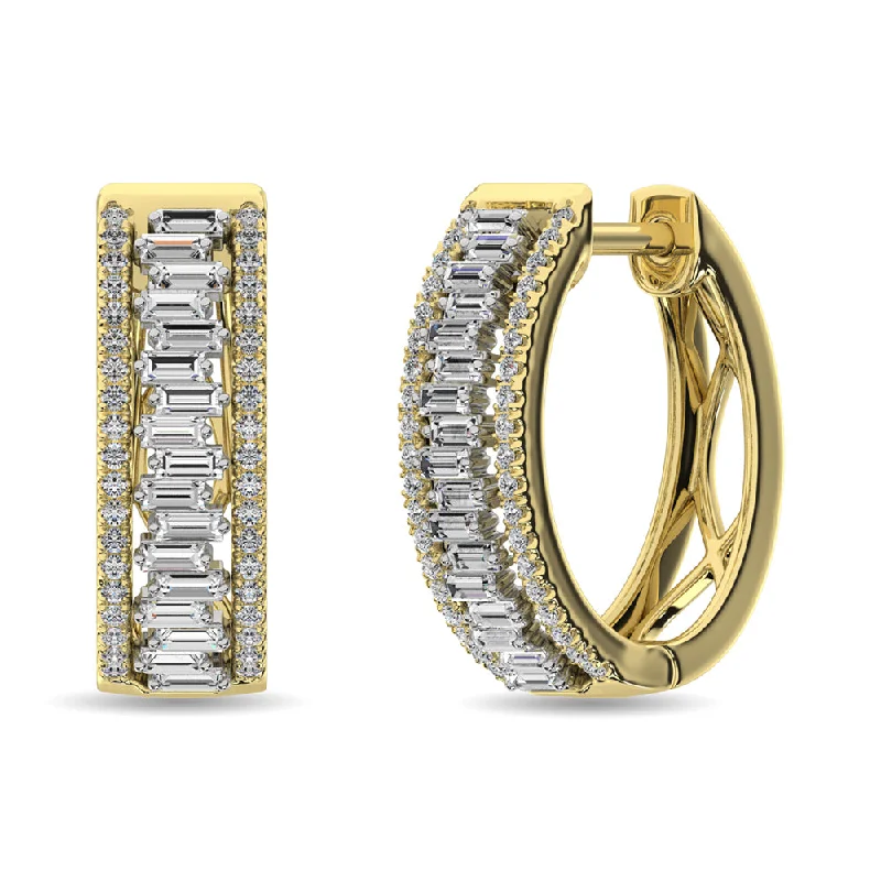 women's earrings with dangle design -Diamond 1/2 Ct.Tw. Hoop Earrings in 14K Yellow Gold