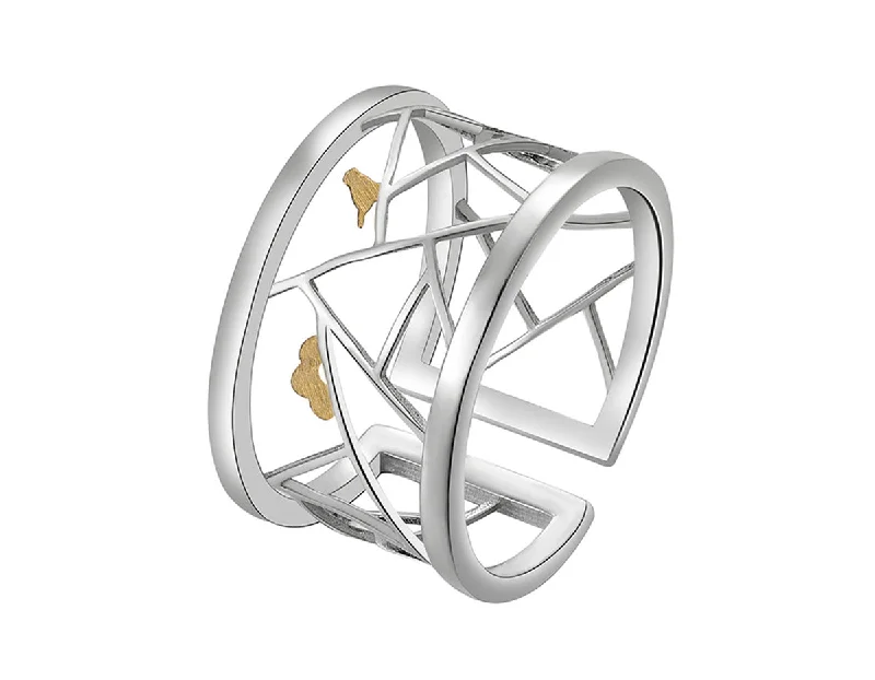 women's rings with hammered metal -Bird Kirigami Ring