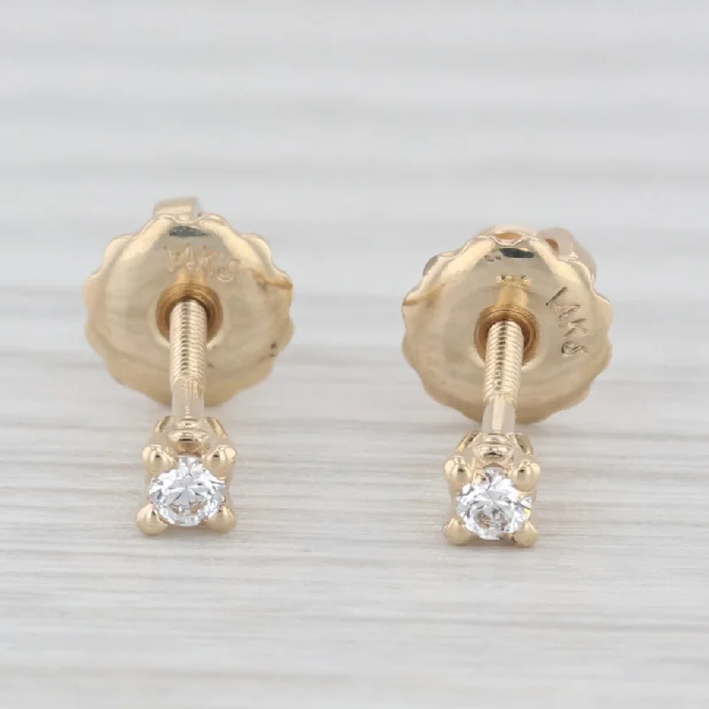 women's earrings with cubic zirconia -Round Cubic Zirconia Solitaire Stud Earrings 14k Yellow Gold