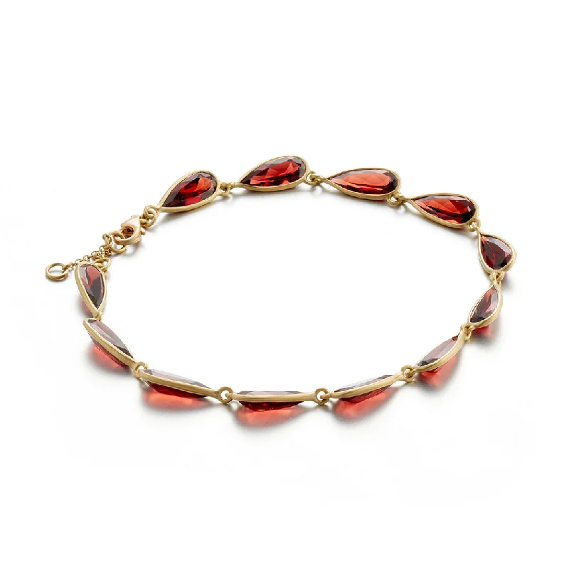 women's bracelets with woven design -Garnet Teardrop Bracelet