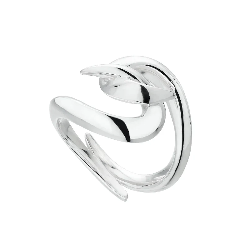 women's rings with floral halo -Hook Ring - Silver