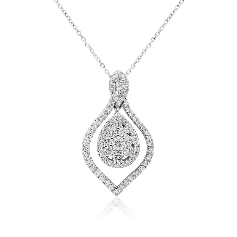 women's necklaces with silver chain -White Gold Diamond teardrop necklace