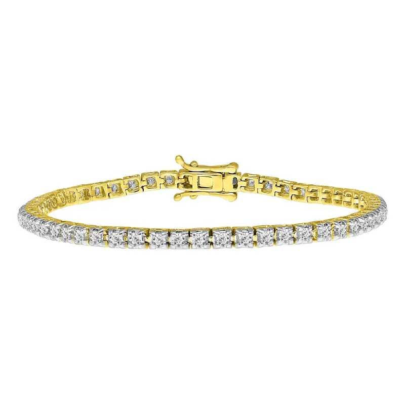 women's bracelets with sparkling zirconia -LADIES BRACELET 2.00CT ROUND DIAMOND 14K YELLOW GOLD