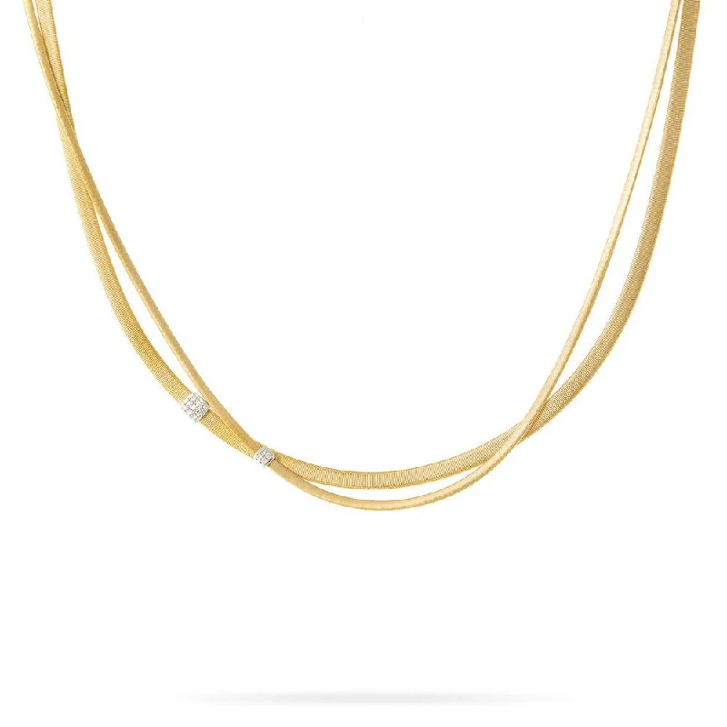 women's necklaces with dual-tone finish -Marco Bicego 18k Yellow Gold Two-Strand Masai Necklace with Diamonds CG732 B YW