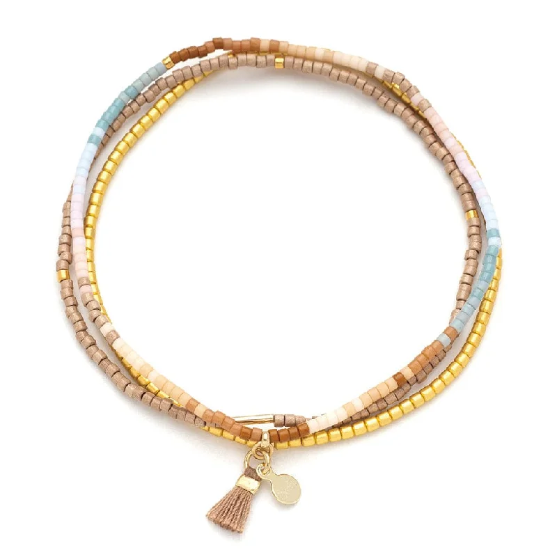 women's bracelets with teardrop design -Scout Chromacolor Miyuki Bracelet Trio - Desert Multi/Gold