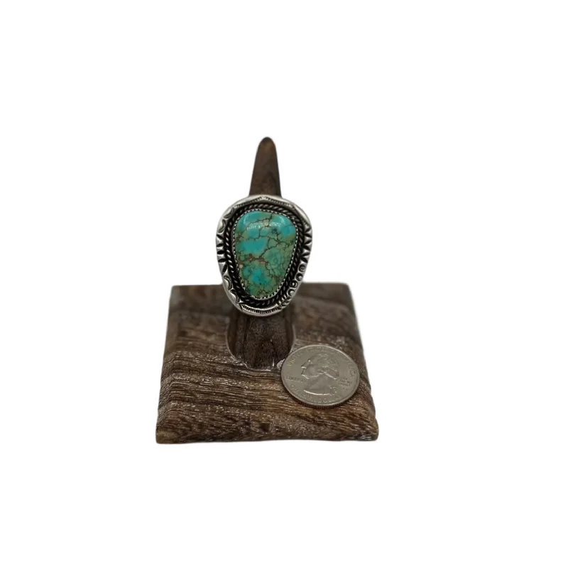 women's rings with multi-stone design -Large Vintage Turquoise Ring