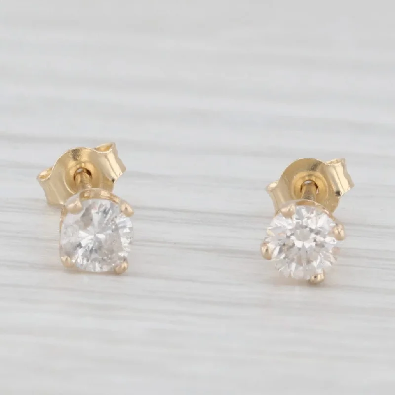 women's earrings with gold-plated finish -0.30ctw Round Solitaire Diamond Stud Earrings 14k Yellow Gold