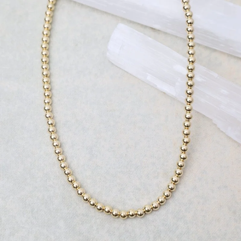 women's necklaces with round pendant -4mm Gold Filled Bead Choker Necklace