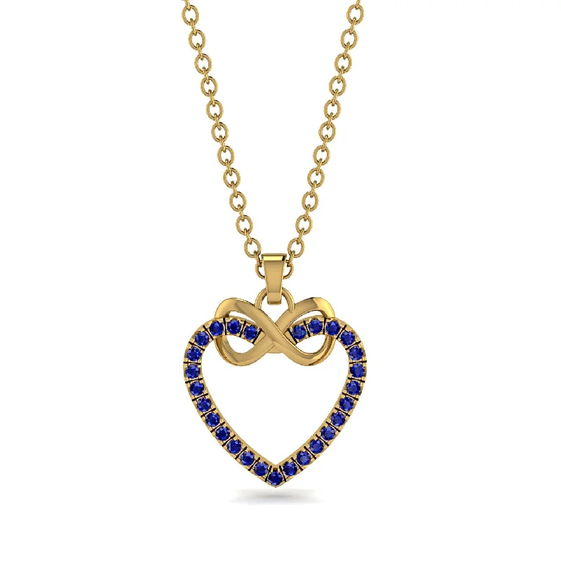 women's necklaces with rose gold chain -Infinity Heart Sapphire Necklace - Mollie No. 13