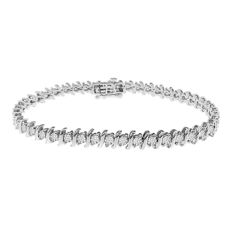 women's bracelets with bold gemstones -LADIES BRACELET 3.00CT ROUND DIAMOND 14K WHITE GOLD