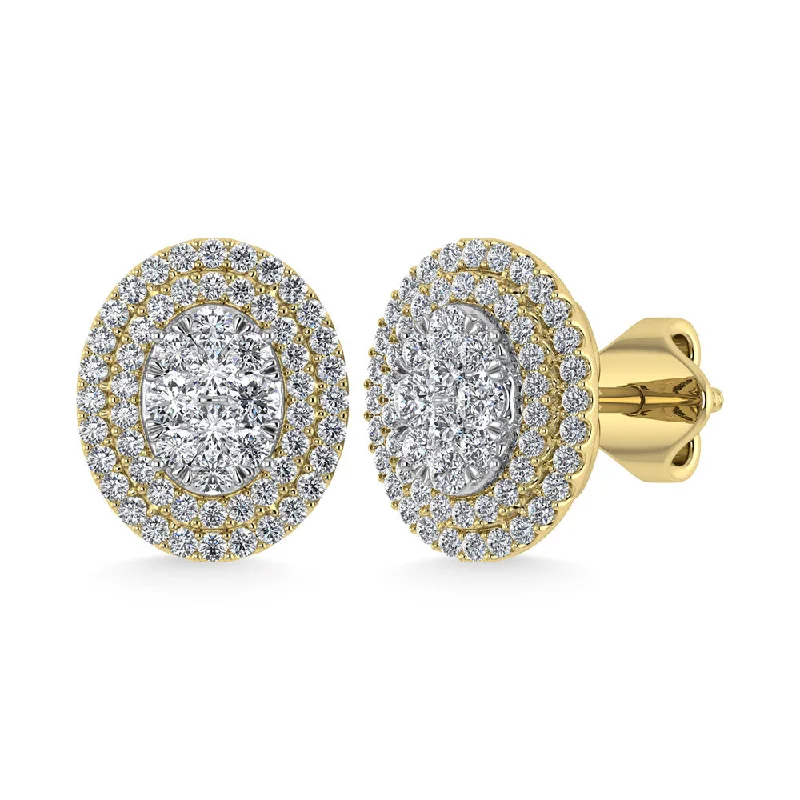 women's earrings with pearl drop -Diamond 7/8 Ct.Tw. Fashion Earrings in 14K Yellow Gold