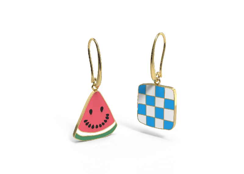 women's earrings with modern style -Watermelon Picnic Drop Earrings