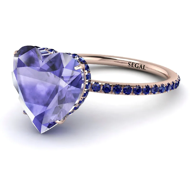 women's engagement rings with small diamond -Heart Shape Tanzanite Ring - Noelle No. 214