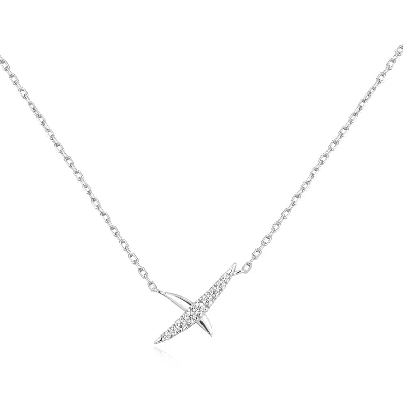 women's necklaces with delicate pearls -Silver Kiss Pave Necklace