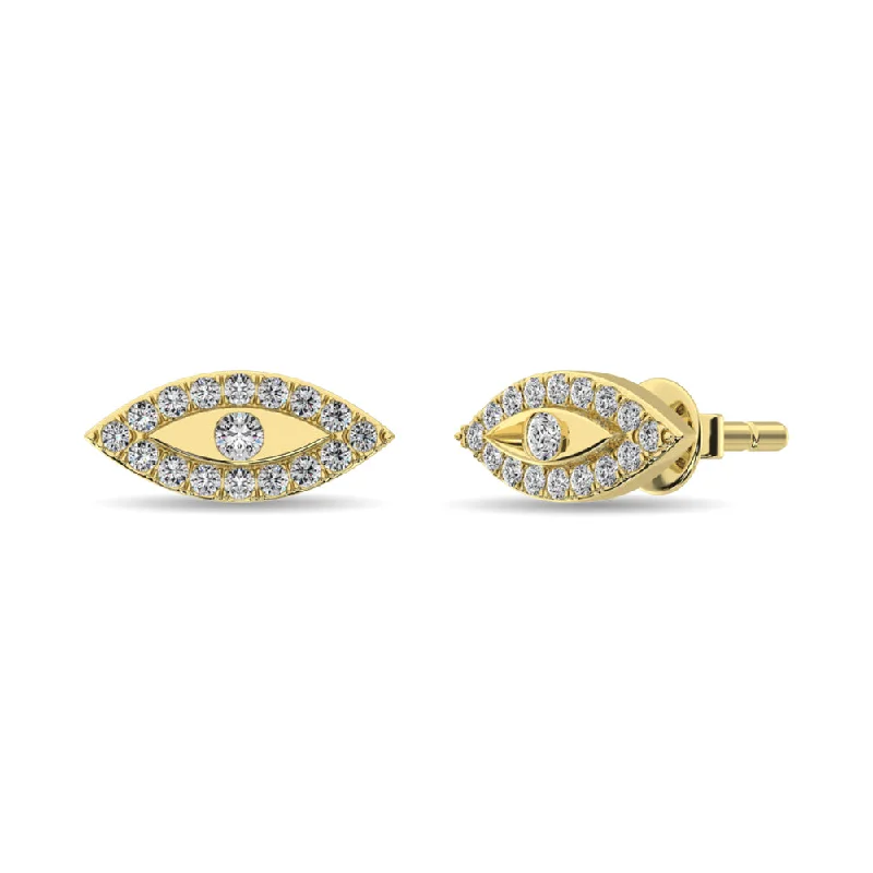 women's earrings with modern hoop design -Diamond 1/6 ct tw Round Cut Fashion Earrings in 10K Yellow Gold