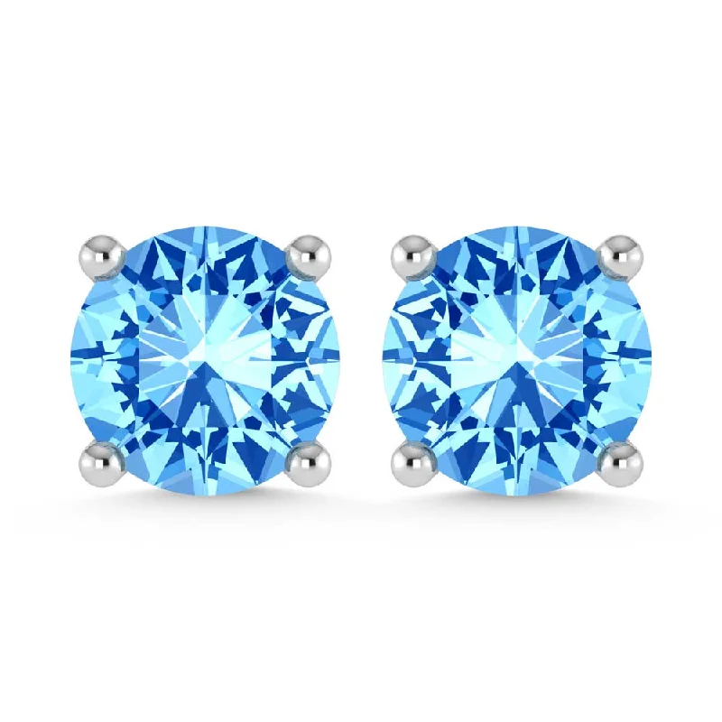 women's earrings with dangling charms -14K White Gold Lab Grown Blue Diamond 1/4 Ct.Tw. Stud Earrings