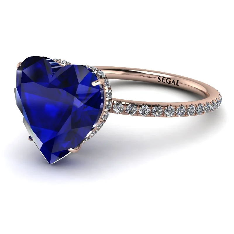 women's engagement rings with halo design -Heart Shape Sapphire Ring - Noelle No. 14