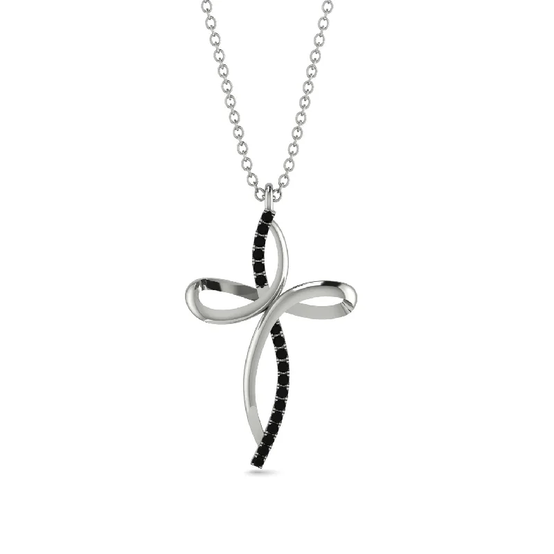 women's necklaces with minimalist style -Unique Black Diamond Swirling Cross Necklace - Arthur No. 9