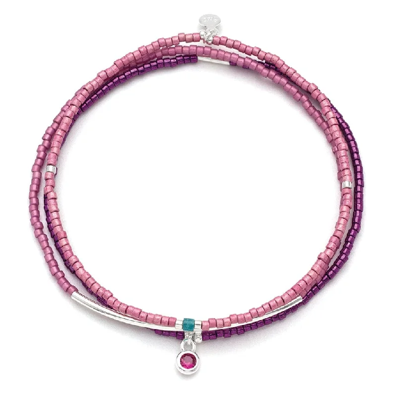 women's bracelets gold -Tonal Chromacolor Miyuki Bracelet Trio - Fuchsia & Silver